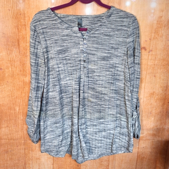 Denver Hayes Tops - Denver Hayes Gray Relaxed Blouse